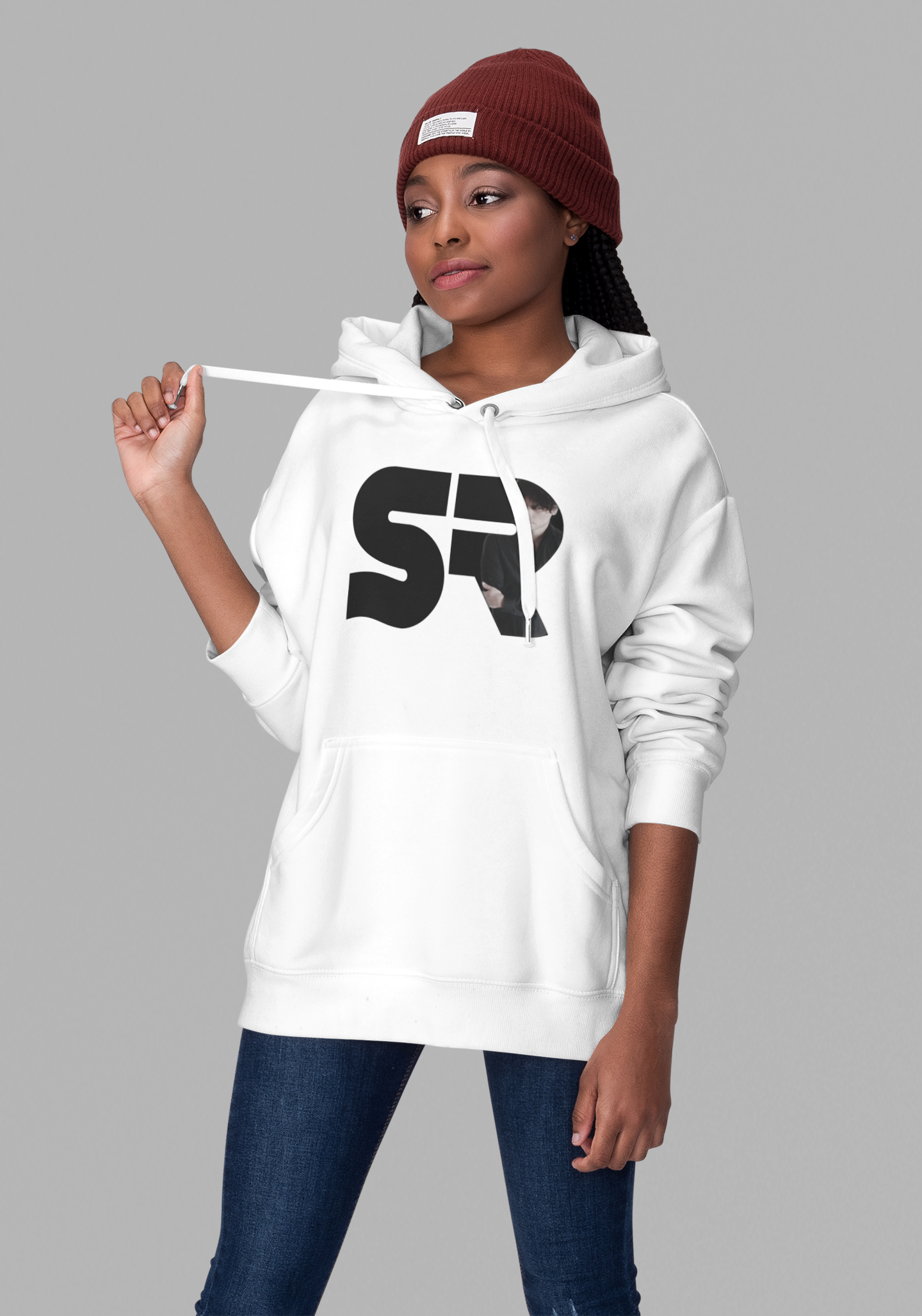 SR HOODIE Monogram + Photo (White)